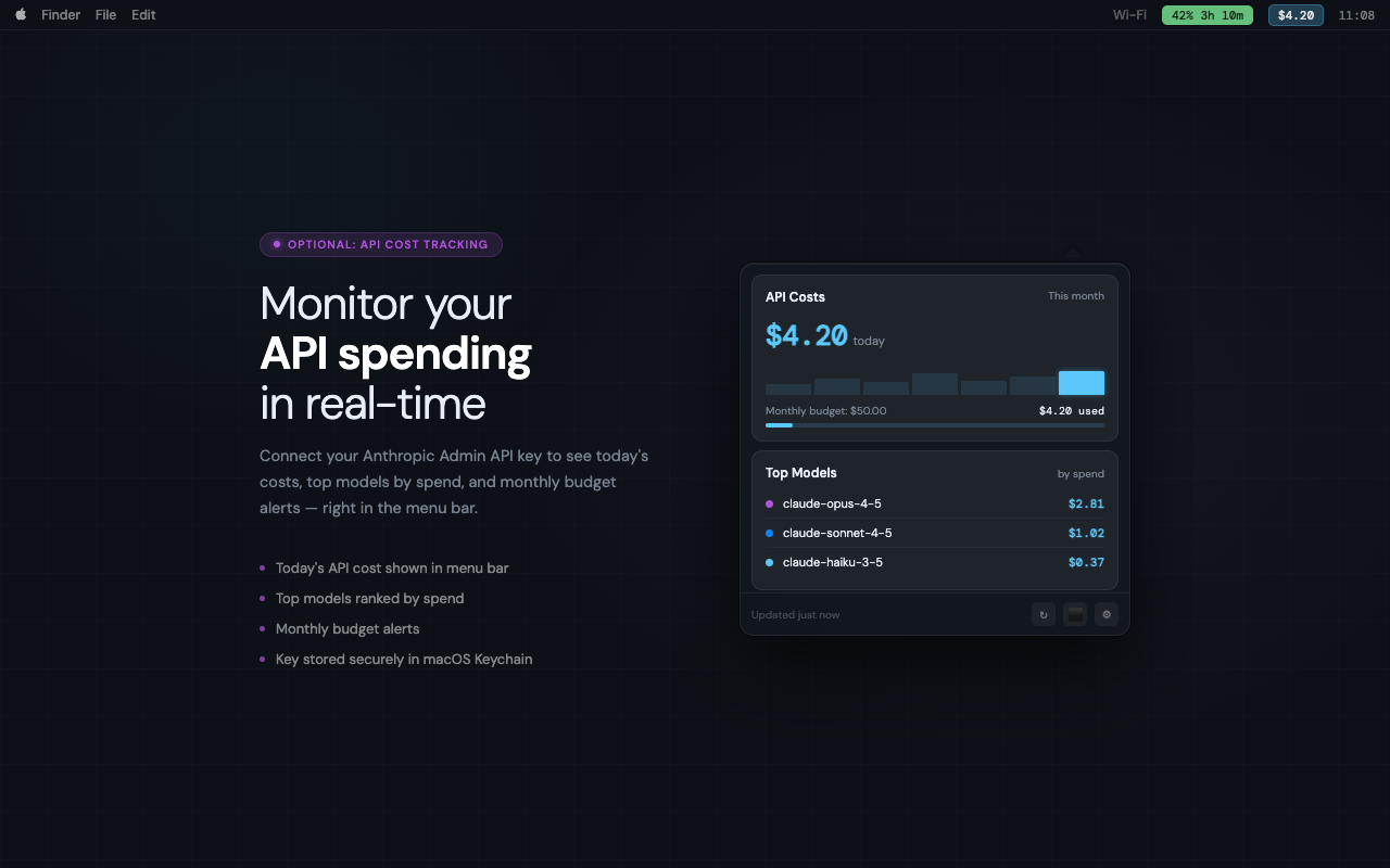 TokenWatch cost tracking — daily and monthly API spend
